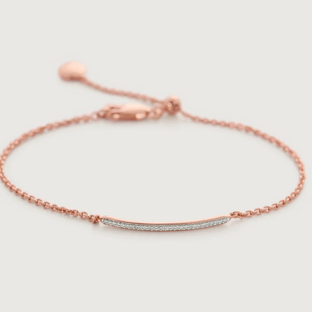 Monica Vinader Skinny Short Bar Bracelet | gold + diamonds